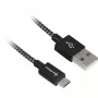 Καλώδιο USB 2.0, βύσμα USB-A > βύσμα Micro-USB (μαύρο/γκρι, 0,5 μέτρα, με επένδυση)