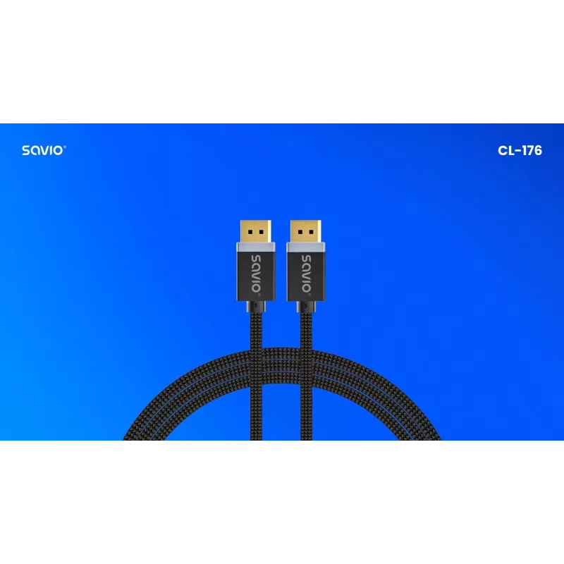 Καλώδιο SAVIO DISPLAYPORT (M) - DISPLAYPORT (M), V1.4, 3 m, CL-176