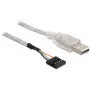 Καλώδιο USB 2.0-A αρσενικό σε Pin-Header DeLOCK 83078 Ασημί