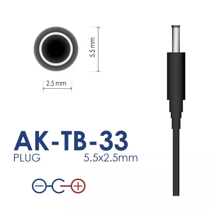 Akyga AK-TB-33 Τροφοδοτικό universal, 5 V, 2 A, 10 W, 5,5 x 2,5 mm, 1,5 m