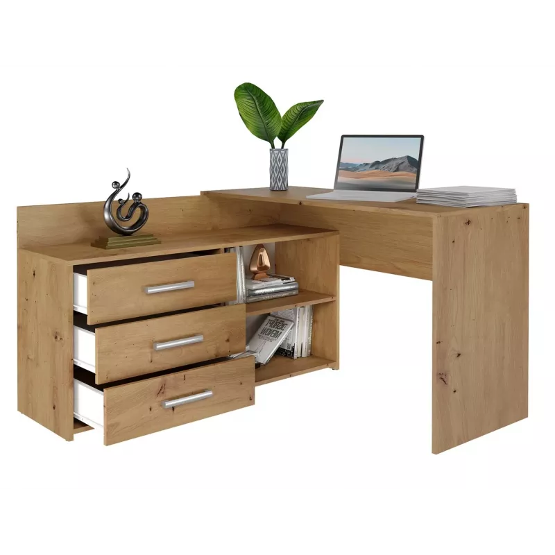 Γωνιακό γραφείο υπολογιστή Top e Shop DANY ARTISAN KPL, σχήματος L, μοριοσανίδα, χρώμα δρυς