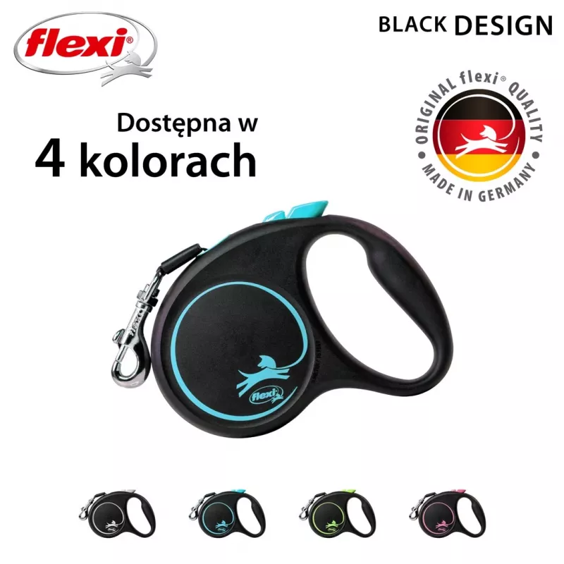 Flexi Automatic Λουρί Μαύρο Design S 5 m, μπλε