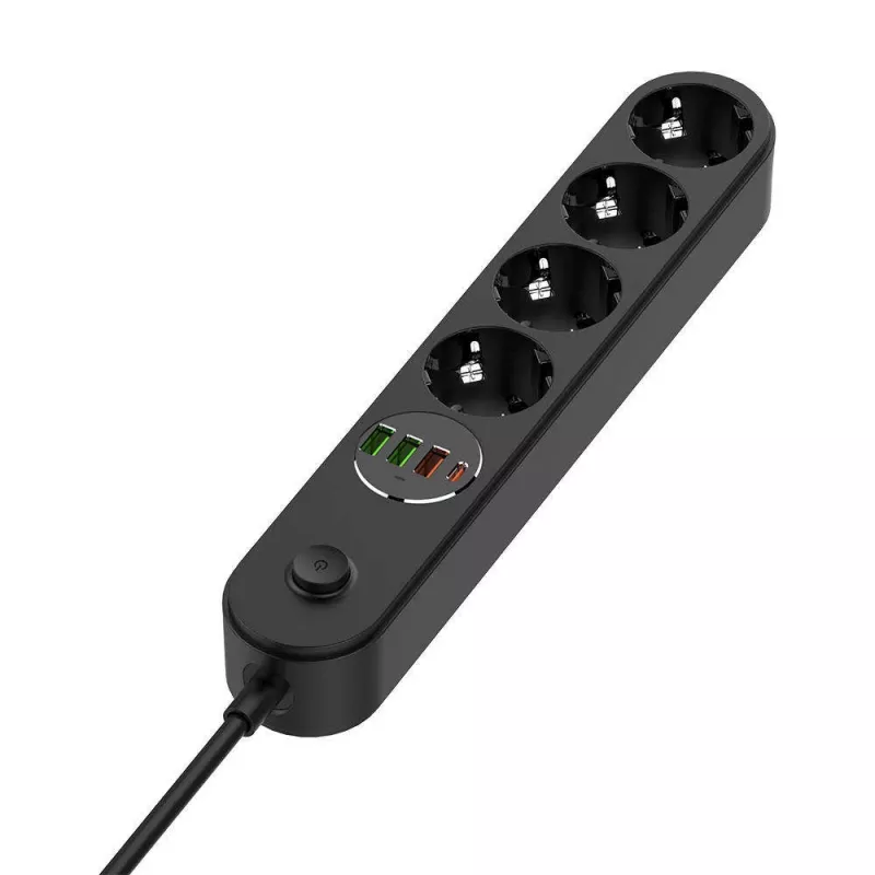 Πολύπριζο ColorWay CW-CHE44PDB — 4 πρίζες AC, 2 θύρες USB