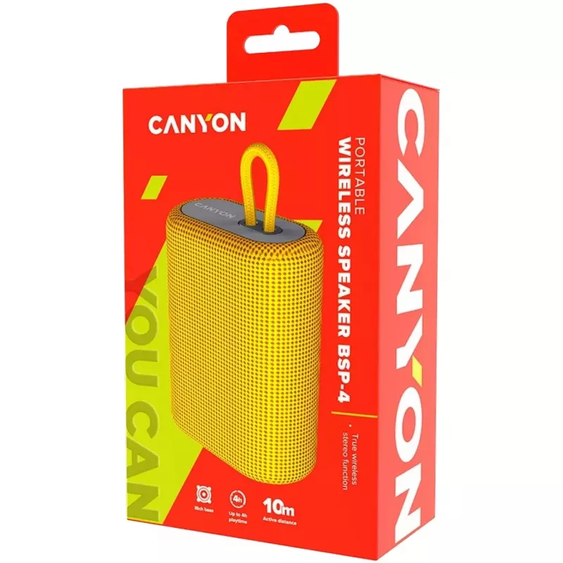 Φορητό στερεοφωνικό ηχείο Canyon BSP-4 Κίτρινο