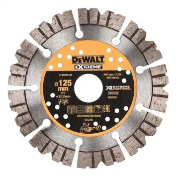 Δίσκος λείανσης DeWalt 125 x 22 mm Extreme Runtime διαμαντένιος δίσκος κοπής για πέτρα, κυρτή έκδοση