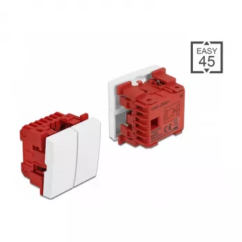 DeLOCK Easy 45 διακόπτης 2 απλών, 45 x 45 mm, λευκό, 250 V AC 10 A