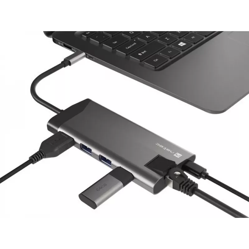 NATEC Fowler Plus USB Type-C μαύρο γκρι MicroSD SD hub