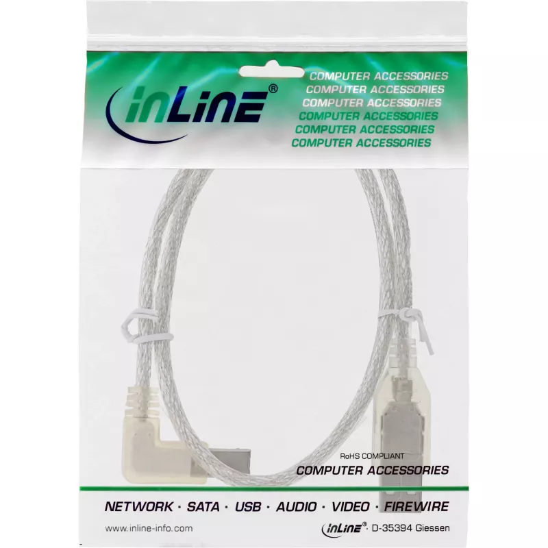 Microconnect USBAB5ANGLED-L Καλώδιο USB USB 2.0 5 m USB A USB B λευκό