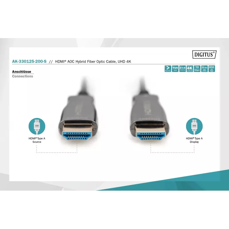Καλώδιο Οπτικών Ινών HDMI AOC Digitus AK-330125-200-S