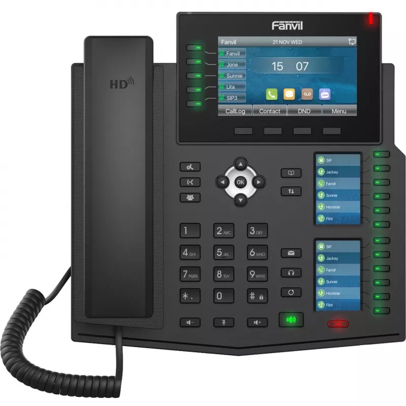 Fanvil X6U V2 τηλέφωνο IP, 20 γραμμές, LCD 4,3 ιντσών, Gigabit Ethernet, PoE, USB, μαύρο