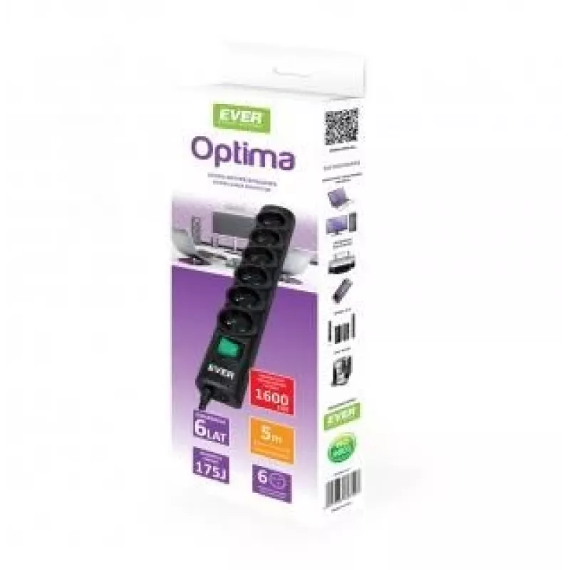 Ever Optima 5m μαύρο 6 υποδοχές AC 250 V