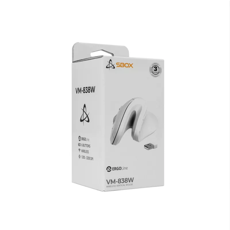 Ποντίκι SBOX VM-838W κάθετο ασύρματο λευκό