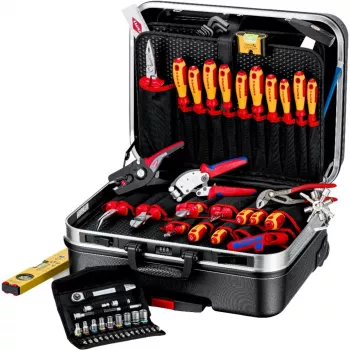 Knipex 00 21 06 BIG Basic Move ElektroPlus εργαλειοθήκη, 68 τεμαχίων, σετ εργαλείων ηλεκτρολόγου, τρόλεϊ, μαύρο