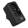 Πολύπριζο MACLEAN MCE249 F/B – 2 πρίζες AC (16A + 6A) με 2×USB-A και 2×USB-C PD 20W, βύσμα EU, μαύρο