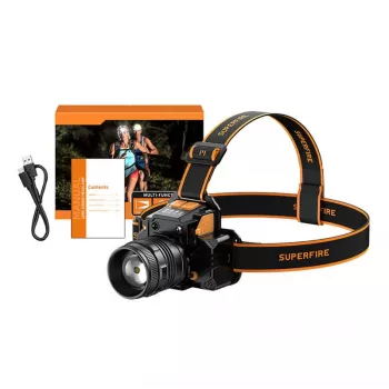 Φακός κεφαλής Superfire HL58 350 lm USB, 3 λειτουργίες, επαναφορτιζόμενος