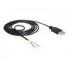 Delock Καλώδιο USB2.0 βύσμα Type-A > 2 x ανοιχτά άκρα καλωδίου - 1,5 m - μαύρο (85664)