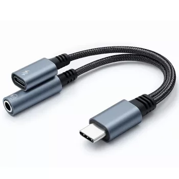 Αντάπτορας 2 σε 1 USB-C σε USB-C και υποδοχή 3,5 mm PD 15W