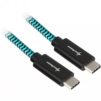 Καλώδιο USB 3.2 Gen 2, βύσμα USB-C > βύσμα USB-C (μαύρο/ανοιχτό μπλε, 0,5 μέτρα, με επένδυση)