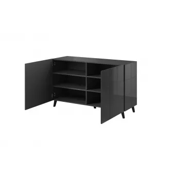 Cama Sideboard 2D REJA γκρι γραφίτη γυαλιστερό/γκρι γραφίτη γυαλιστερό