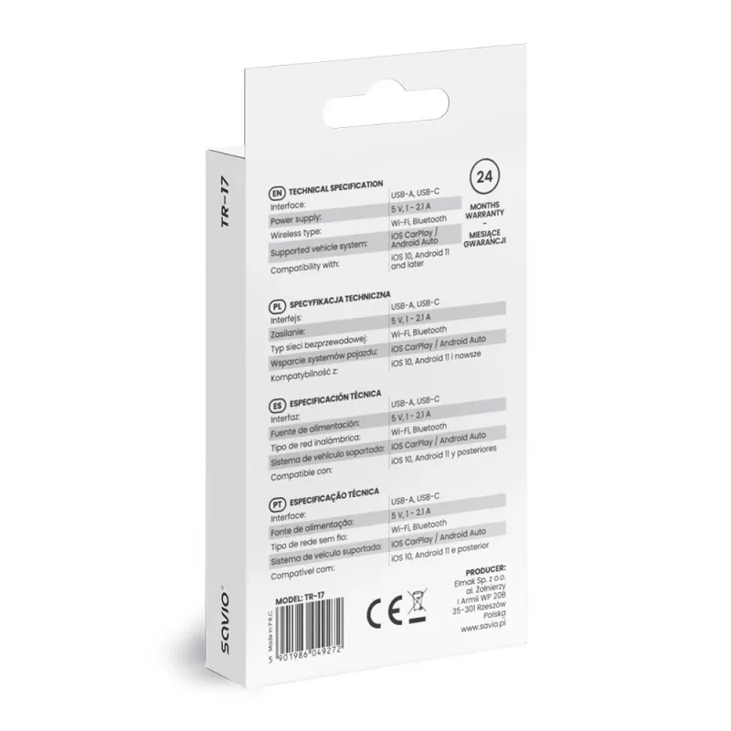 Ασύρματος πομπός ήχου Savio TR-17 Bluetooth USB 10 m Μαύρο