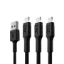 Σετ 3x Καλώδιο Green Cell GC Ray Lightning 200cm με λευκό φωτισμό LED, ταχεία φόρτιση Apple 2.4A