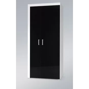 Cama Meble SAMBA 1 BI/CZ ντουλάπα, λευκή / μαύρη γυαλιστερή