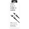 Celly Καλώδιο 4-IN-1 A+C σε C+LIGHT 2M BK