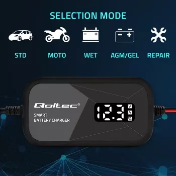 Φορτιστής μπαταρίας QOLTEC 52492 12V 2A με μικροεπεξεργαστή και αναγέννηση κυψελών