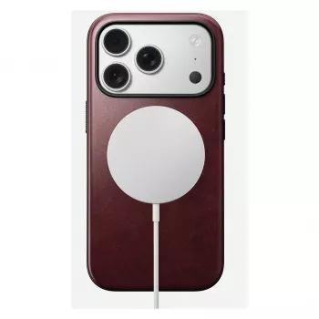 Θήκη κινητού Nomad Modern Leather Case για iPhone 17 Pro, δέρμα + TPU + PC, για οθόνη 16 cm (6,3 ίντσες), Bordeaux