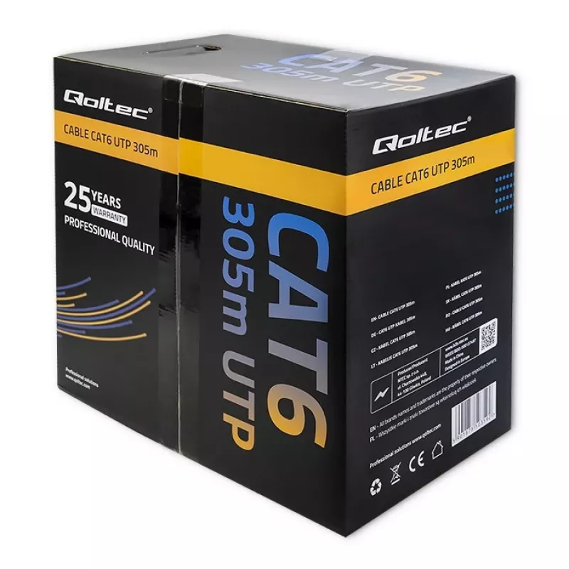Καλώδιο patch UTP QOLTEC 50359 RJ45 CAT6 305m μπλε