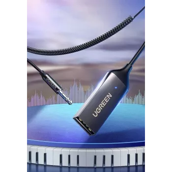 UGREEN CM309 δέκτης ήχου Bluetooth 5.0, USB, υποδοχή AUX 3,5 mm, μαύρος