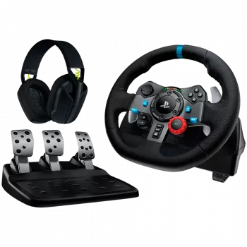 LOGITECH G29 EU + G435 Μαύρο Χειριστήριο Gaming Αλουμίνιο Μαύρο USB Τιμόνι + Πεντάλ + Ακουστικά PC