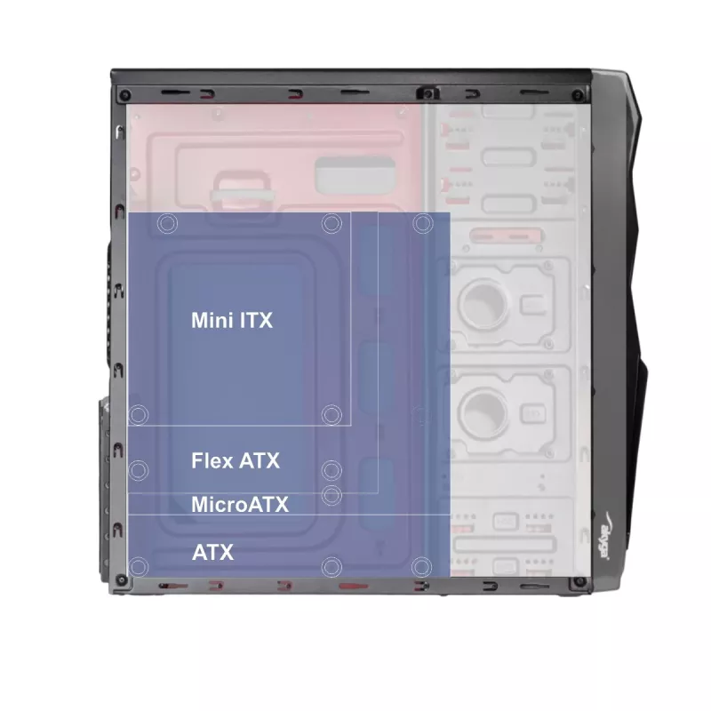 Akyga AK939BL κουτί υπολογιστή Midi-Tower, ATX / Micro-ATX / Mini-ITX, 2x USB 2.0, χωρίς τροφοδοτικό, μαύρο