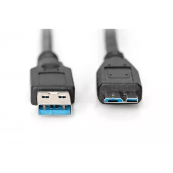 ASSMANN Καλώδιο SuperSpeed USB 3.0, βύσμα USB-A σε βύσμα Micro-USB-B, Cu AWG 28, διπλή θωράκιση, μήκος 1,0 m (AK-300116-010-S)