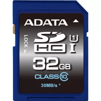 ADATA Premier SDHC UHS-I U1 Class10 32GB, 32 GB, SDHC, Class 10, 30 MB/s, 10 MB/s, Μαύρο, Μπλε