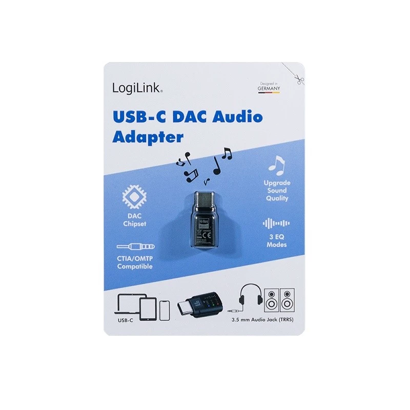 LogiLink USB-C DAC Προσαρμογέας ήχου. USB-C/M σε 3.5 Mm/F. Μαύρο