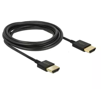 DeLOCK Slim High Quality - καλώδιο HDMI με Ethernet - HDMI (M) έως HDMI (M) - 25cm - τριπλή μόνωση - μαύρο - υποστήριξη 4K (85117)