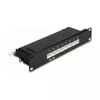 DeLOCK 10 ιντσών patch panel 8 port Cat.6A 1U μαύρο