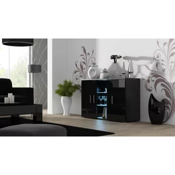 Sideboard Cama SOHO S7 120 cm Μαύρο Γυαλιστερό
