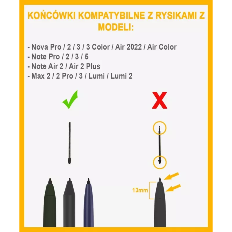 Μύτες stylus για Onyx E-Reader Note 3 — ανταλλακτικές μύτες, μαύρο, 5 τεμ.