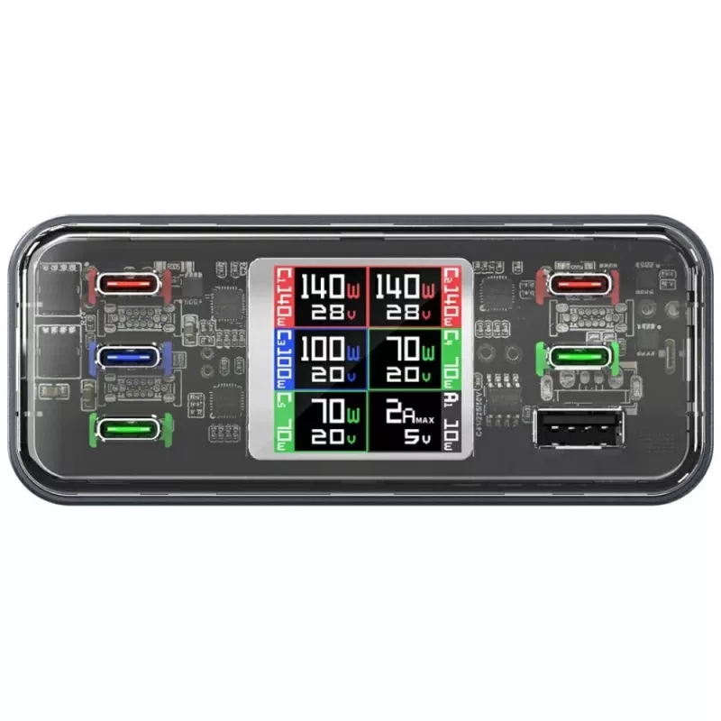 Σταθμός φόρτισης 360W 5xUSB-C + 1xUSB-A GaN