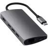 Satechi Αλουμινένιος Adapter V2 USB-C (USB-C, 3x USB-A, 4K HDMI, αναγνώστης καρτών micro/SD, Ethernet) (Starlight Grey)