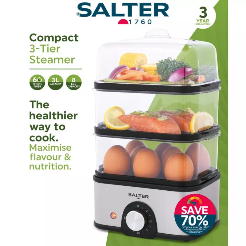 Salter EK5885VDE Συμπαγής ατμομάγειρας 3 επιπέδων