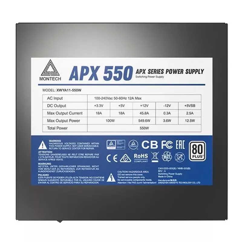 Montech APX550 τροφοδοτικό 550 W 20+4 pin ATX ATX μαύρο