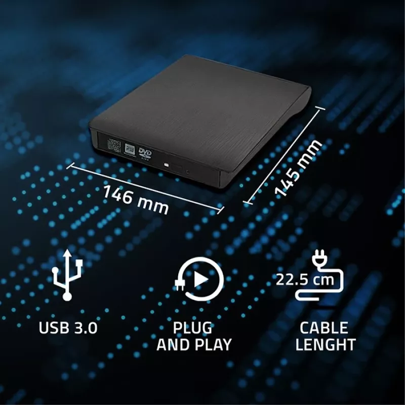 Θήκη οπτικού δίσκου CD/DVD SATA, USB 3.0, 9,5 mm