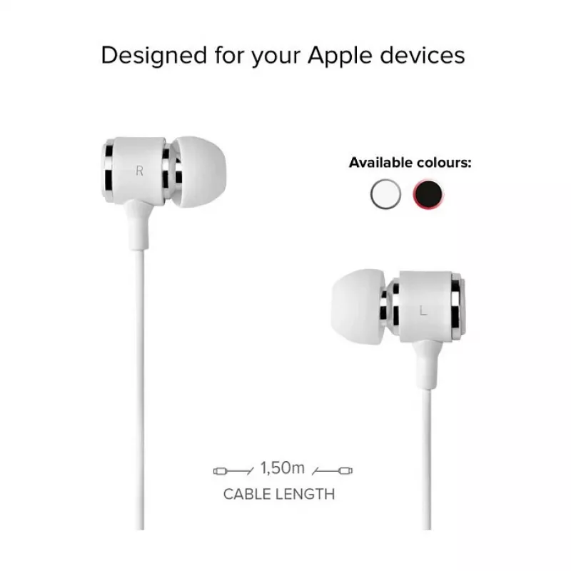 SBS TEINEARLIGHTW - Ακουστικά - In-Ear - Κλήσεις & Μουσική - Λευκά - Κουμπί - Buttons