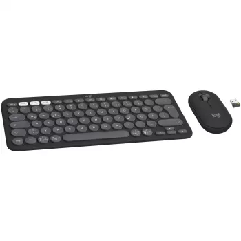 Logitech Pebble 2 Combo Ασύρματο σετ πληκτρολογίου ποντικιού QWERTZ Γερμανικό γραφίτη