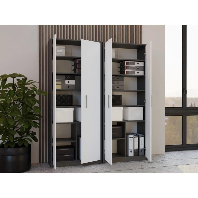 OLIV 2D CLOSED SHELVING UNIT, ανθρακί/λευκό SET