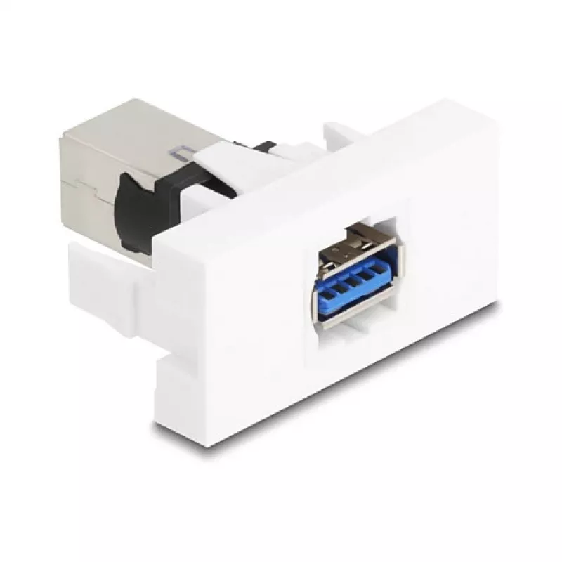 Keystone-Modul DELOCK 90910 – επίπεδη θύρα USB-A, λευκό, 45×22,5×42,6 mm