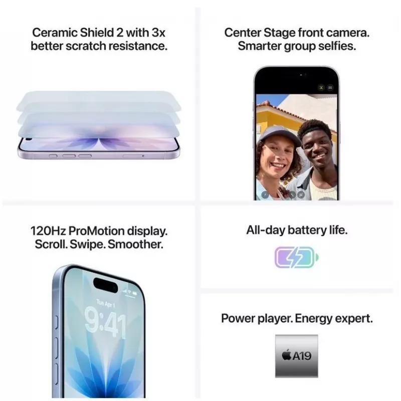Apple iPhone 17 MG6L4HN/A smartphone 6,3 ιντσών, 256 GB, 8 GB RAM, 5G, έκδοση Ινδίας, Mist Blue